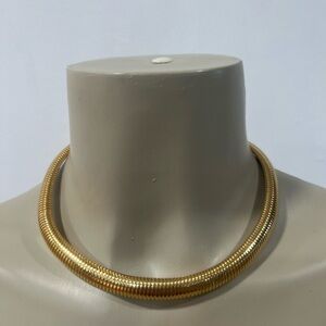Signed Monet Gold Tone Omega Choker Necklace 18"